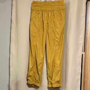 Free People Movement Women’s Wide Waist Parachute Jogger Pants in Mustard Yellow
